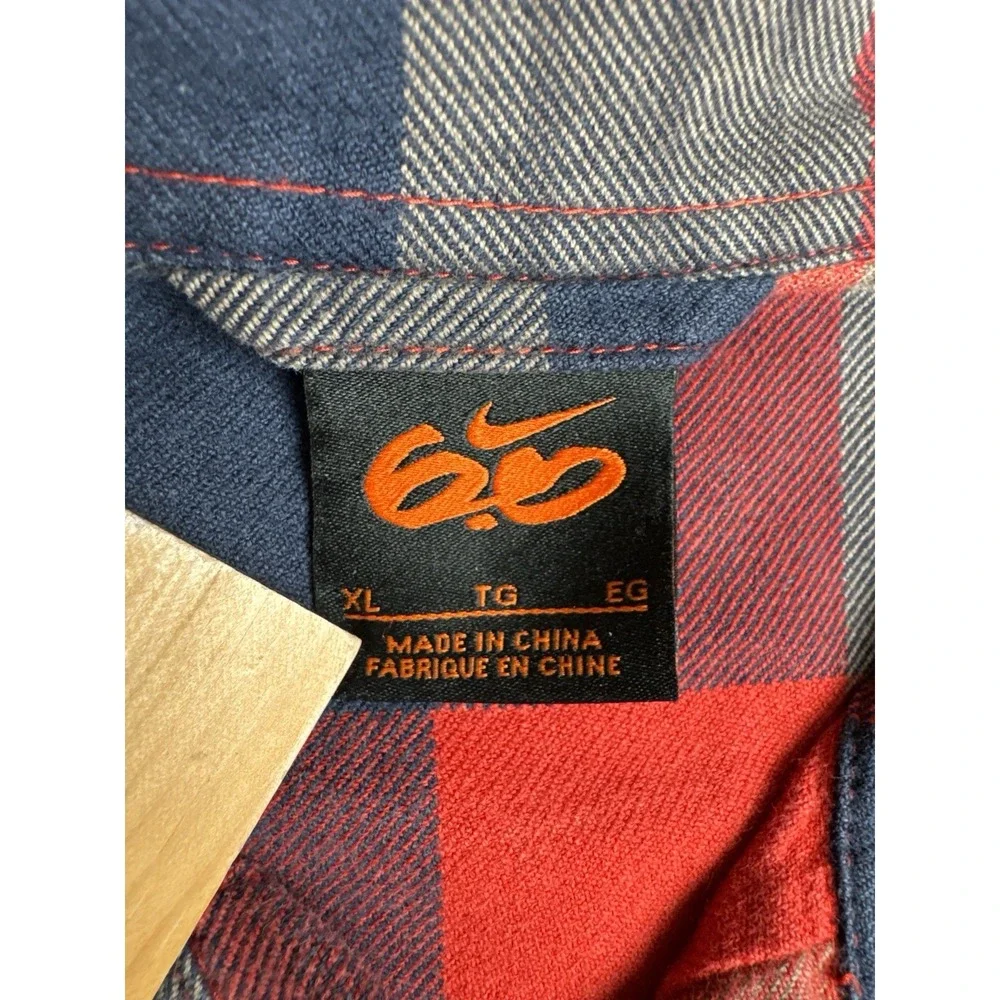 Nike 6.0 Plaid Flannel Button Up Shirt Red Navy Skateboarding Size XL